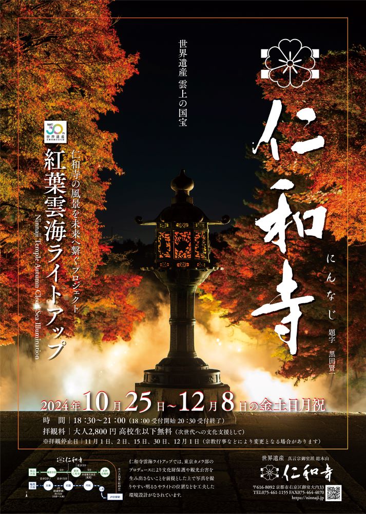 仁和寺　紅葉　ライトアップ