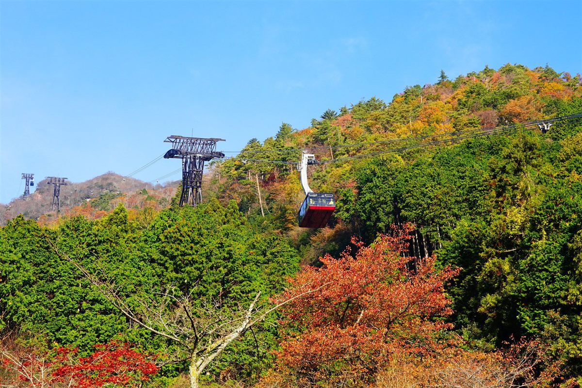 Lake Biwa and autumn leaves seen from Biwako Valley