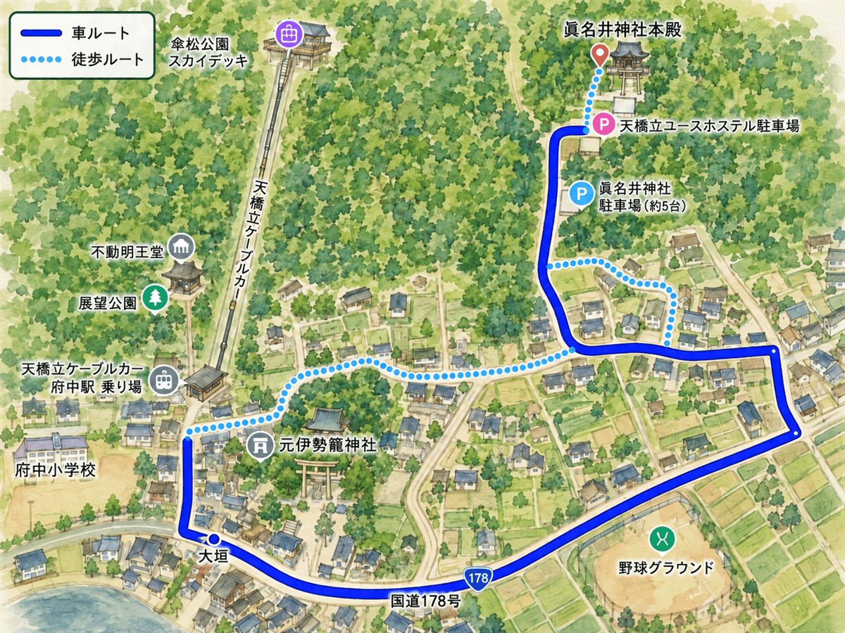 Access map for Manai Shrine